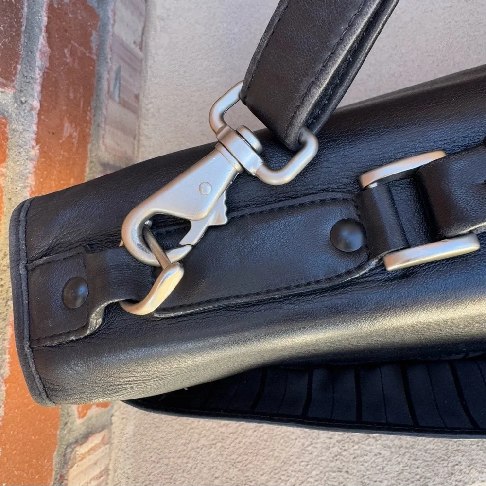 TANDI Quality Leather Professional Briefcase with Multifunction Pockets in Black